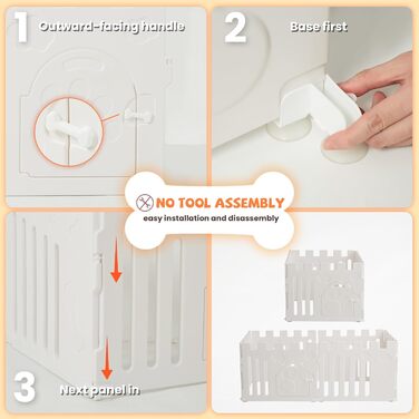 Клітка для цуценят 5+1 панель | Розширювана клітка для тварин в приміщенні з антиковзними ніжками та без інструментів - Білий 155 * 78 * 60 см