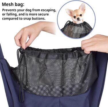 CUBY Слінг для собак та котів - Слінг-рюкзак для маленьких собак та котів, темно-синій, з регульованим підголовником