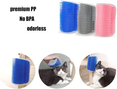 Щітка для котів, самостійний грумінг, для довгошерстих та короткошерстих котів, гребінець для догляду за шерстю, гачок для дверей, ніжок столу, кутів, маленька щітка для котів (рожевий, 8.5x13 см) 8.5x13 см Рожевий