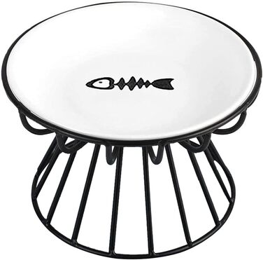 Підвищений годівниця для котів, кераміка, миска для котів з металевим підставкою, вода або корм для домашніх тварин, годівниці для котів, кошенят, цуценят та маленьких собак, придатна для миття в посудомийній машині