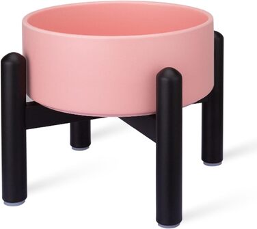 Підвищена годівниця для собак, керамічна миска для корму з нержавіючої сталі, діаметр 15,5 см, об'єм 850 мл, білий колір (середній, рожевий)