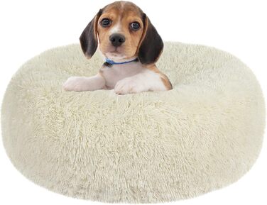 Ортопедичне ліжко для собак, кругле, м'яке, для котів та собак, 60 см, бежеве