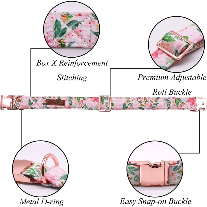 Нашийник для собак Lionet Paws з метеликом, регульований, знімний, для цуценят, маленьких, середніх та великих собак та котів, подарунок, 40-60 см, рожевий, квітка