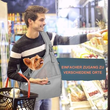 Сумка-переноска для собак Eyein, сіра, до 5.5 кг, з жорстким дном та регульованими ременями