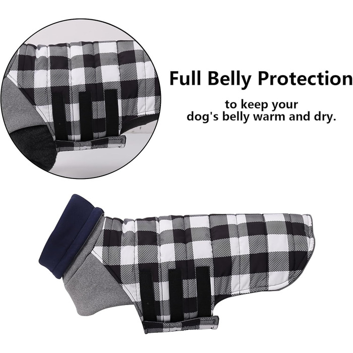 Теплий водонепроникний зимовий одяг для собак Dachshund (Такса), чорний, розмір S, в клітинку