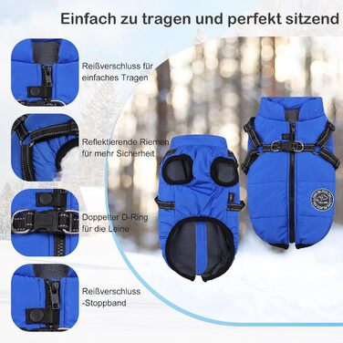 Зимова куртка для собак з начосом та жінним поясом (XL, блакитна)