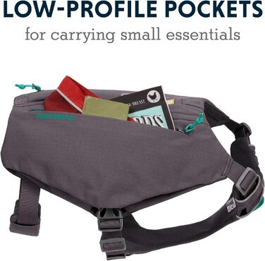 Шлея для собак RUFFWEAR Switchbak з кишенями, комфортна для прогулянок і подорожей, для малих порід, сірий граніт