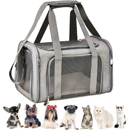 Транспортна сумка для тварин, переноска для собак та котів, складана переноска для подорожей, сіра (L)