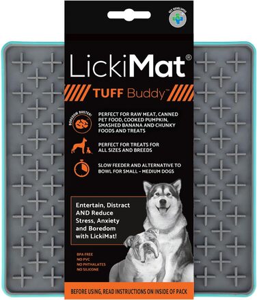 LickiMat Buddy Deluxe: килимок для ласощів для собак та котів, 20x20 см, колір: блакитний, 1 шт.