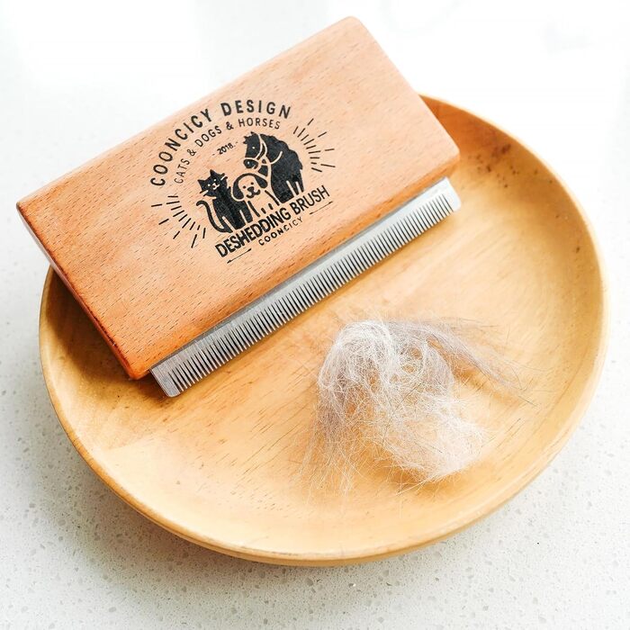 Щітка для собак з дерев'яною ручкою, вичіска для тварин, котів, щітка для короткої шерсті, інструмент для видалення шерсті коричневого кольору середнього розміру для собак