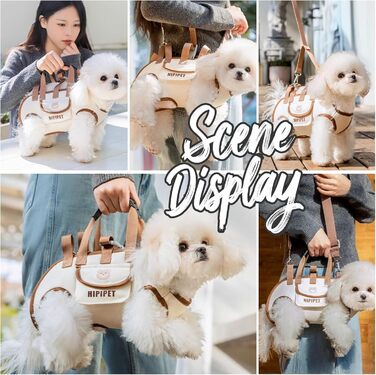 PETCUTE Сумка-переноска для собак 4-в-1, ручка-шофер для великих собак, дихаюча сумка-переноска на плечі для маленьких цуценят, сумка для тварин з ремінком на плечі, для прогулянок на вулиці Бежевий+Коричневий