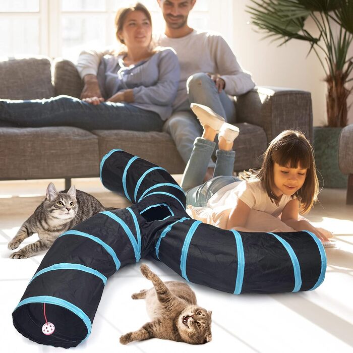 Туннель для котів Bemodst 3-в-1: ігровий комплекс, лабіринт, іграшка-спінер для кошенят, кроликів, щенят та інших дрібних тварин