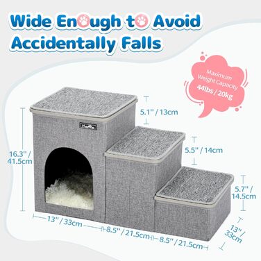 Сходи для собак Made4Pets 3 ступені, складані, для ліжка та дивана, для маленьких собак і котів, з функцією зберігання, домашні аксесуари