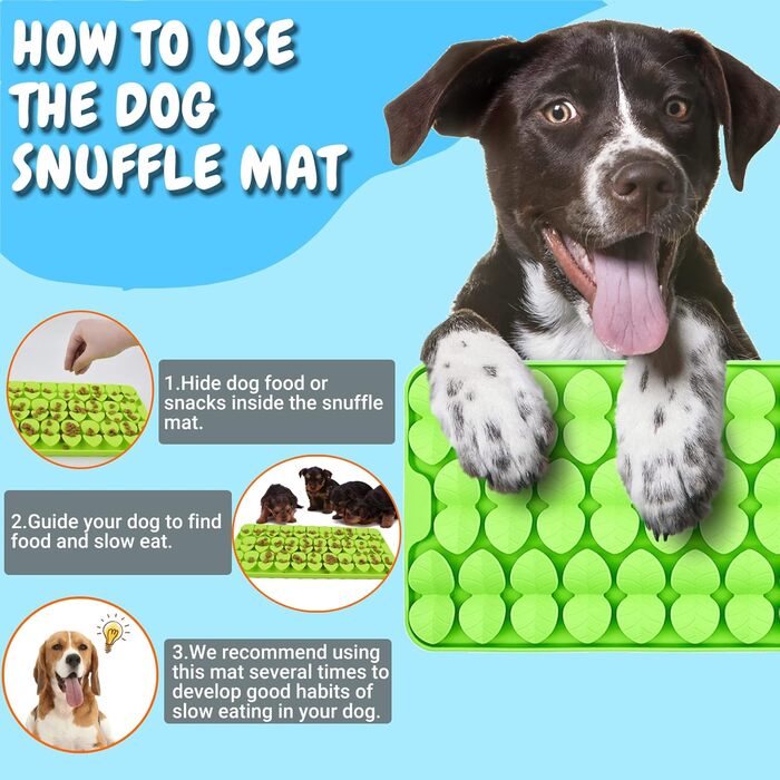 Силіконова килимок-нянька для собак, 18x37 см, килимок з присосками, повільний дозатор корму, килимок для годування собак, іграшка для собак, іграшка від нудьги (зелений)