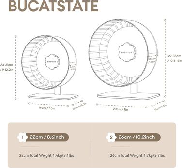 Колесо для хом'яка Bucatstate 26 см, безшумне, нековзке, для гризунів, мишей, білок, шиншил, маленьких домашніх тварин, Starlight 2.0, фіолетове