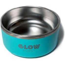 Миска для собак Glow Pups, нержавіюча сталь, вакуумна, 1,8 л, рожева, для середніх і великих порід, подвійні стінки, не ковзає, зберігає воду холодною