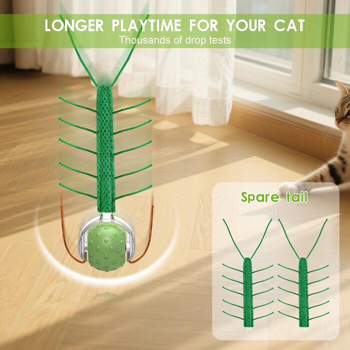 Інтерактивна іграшка для котів FLERDMAU - автоматичний м'ячик з імітацією звуків птахів, USB-зарядка, для дому (зелений)