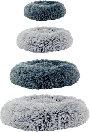 Кругле ліжко для собак та котів Donut, м'яке, пухнасте, темно-сіре, різні розміри та кольори