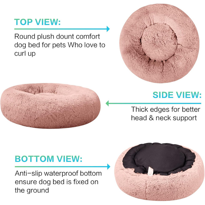 Кругла лежанка для собак Savfox з штучним хутром, рожева, XS-XXL, 110*110 см