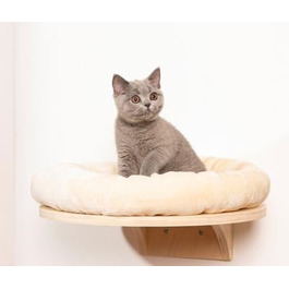 Крісло-лежанка для котів Natural Paradise Dahlia | Кругле ліжко з м'яким бортиком та кріпленням на липучці | Крізьолом для котів | Діаметр 48 см (Крем)