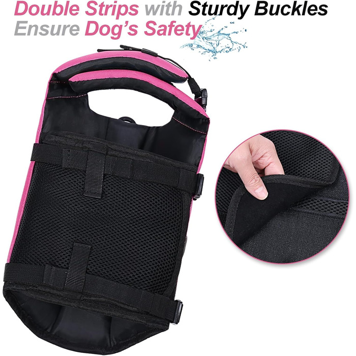 Жилет для собак VIVAGLORY для плавання, рожевий, M (53-63 см)