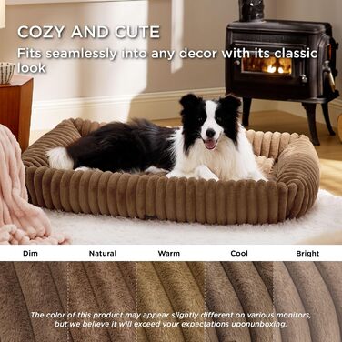 Крісло-лежанка для собак великих порід BEDSURE - ортопедичне, з м'яким флісовим покриттям, 109x76x20 см, коричневе