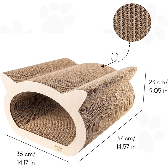 Котяче дряпальня | Дряпка з посиленої картонної конструкції | Натуральні дряпальні дошки | Міцні меблі для котів | 2в1 Дряпка-будиночок для котів | Якісний картон | Великий розмір (37 x 36 x 37 см, у формі кота)