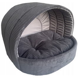 Лежанка-будиночок для собак та котів, графітовий сірий вельвет, розмір L