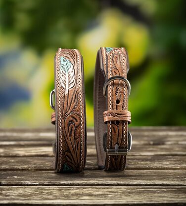 Стильний шкіряний нашийник для собак Джек Рассел від Unikat: ручна робота, м'який, багатокольоровий, з натуральної шкіри буйвола, XL (48-58 см)