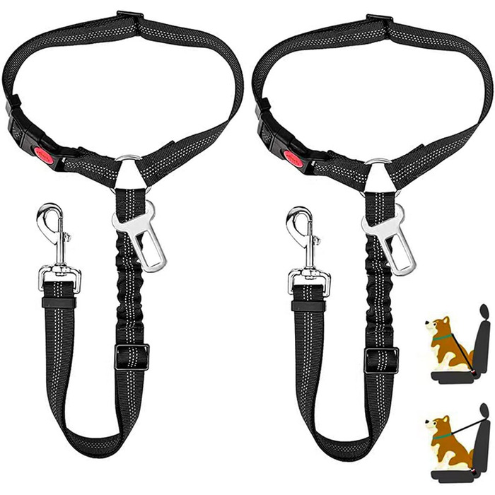 Автогурт для собак у машину, 2 в 1: ремінь та амортизатор, для всіх порід, 2 шт.