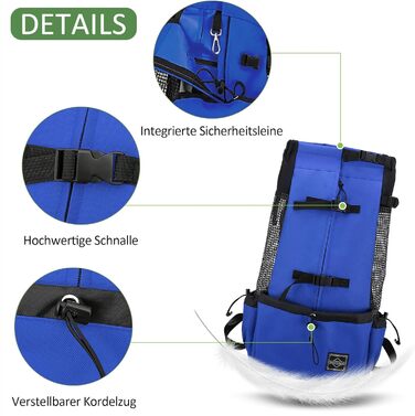 ASOPETS Рюкзак-переноска для собак середніх розмірів, блакитний, XL - для прогулянок, походів, кемпінгу та подорожей