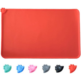 Силіконовий килимок для собак та котів, водонепроникний, неслизький, для миски, корм для котів та собак, підняті краї для запобігання розбризкування (зелений, червоний)