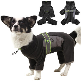 Флісова куртка для собак, зимова куртка, тепла флісова піджак для собак з отвором для повідка, для середніх собак, віндджайк, чорний (XS-XXL)