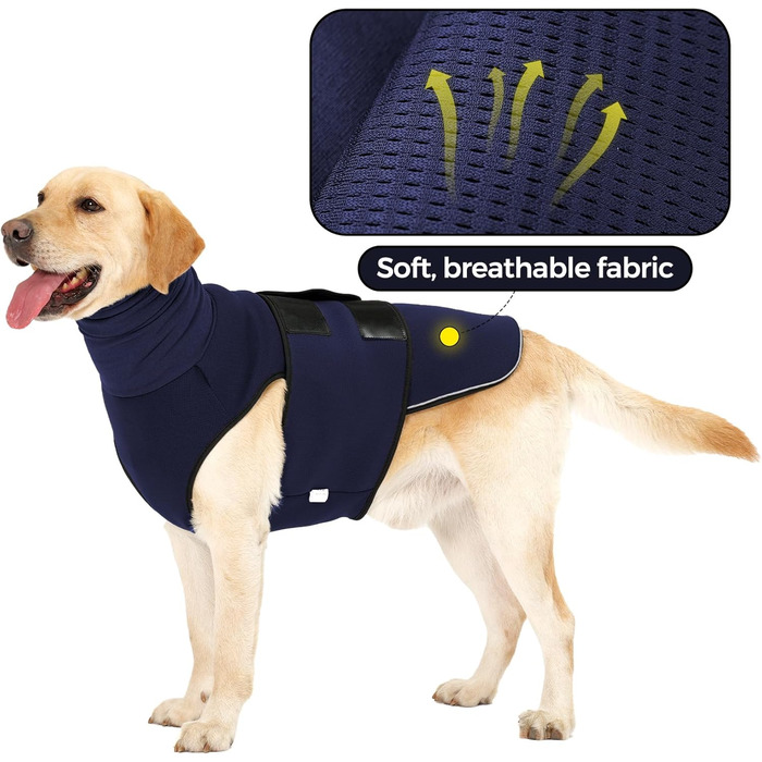 Заспокійливий жилет для собак Heywean з капюшоном та захистом вух, антистресовий, для собак з тривожністю, XL, темно-синій