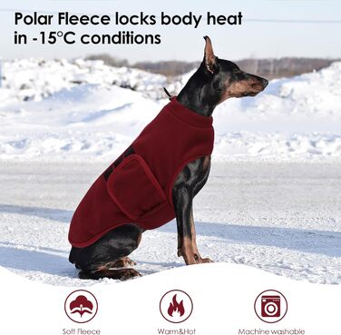 Теплий жилет для собак з флісу - жилетка для собак на зиму, для маленьких та середніх собак, з отвором для повідка, колір бордовий (XXS)