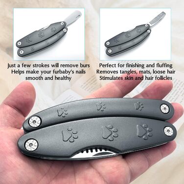 Набір для догляду за нігтями домашніх тварин 3-в-1: тример, пилка, гребінець. Підходить для собак та котів будь-якого розміру. З нержавіючої сталі, професійний, портативний