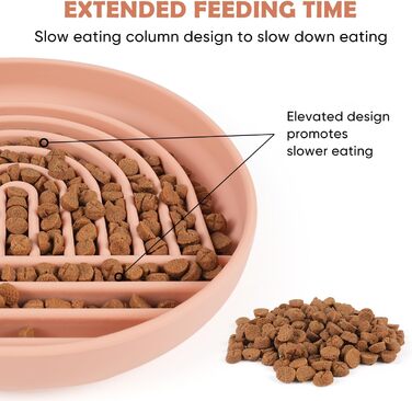 Силіконова миска для собак Slow Food, проти блювоти, не ковзає, рожева