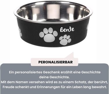 Персоналізований миска для собак з нержавіючої сталі 2200 мл – протиковзкий кільце – для великих собак – з іменем – Petslino (Чорний, XS)