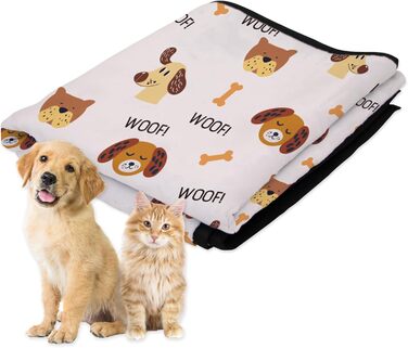 Килимок для тварин у приміщенні та на вулиці 127x152.4 см, зручний, миючий, водовідштовхуючий, ідеальний для пікніків та подорожей, складаний килимок для пляжу, лап та кісток (слонова кістка, коричневий)