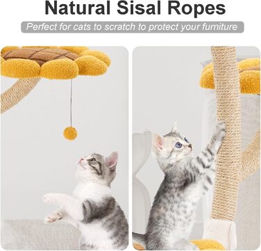 Котячий комплекс Romiromi з драбиною, 250-260 см, 6 платформ, капсула, будиночок-гніздо та гамак (Sunflower)