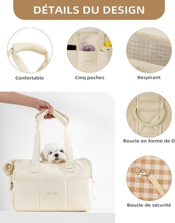 Сумка-переноска для котів, собак, цуценят, дихаюча та складана, для подорожей, на плече, ручна сумка для маленьких тварин, вантажопідйомність до 3 кг (маленька, бежева)