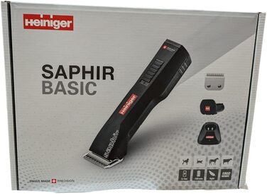 Набір для стрижки собак EHASO HEINIGER Profi Saphir: акумуляторна машинка, насадки, миска (чорний)