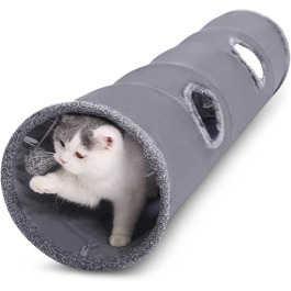Туннель для котів ALLSOPETS - іграшка-тунель для кошенят, кроликів та інших дрібних тварин. Сірий колір.