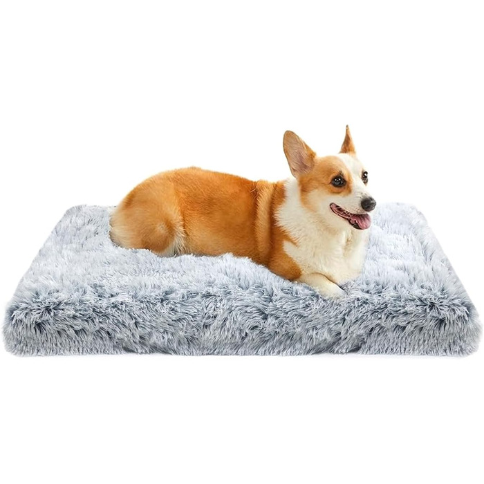 М'яке ліжко для собак, пухнасте килимок, ліжко-матрац для собак, омбре сірий, 75x50x8 см
