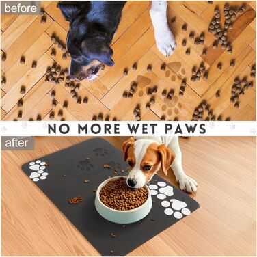 Килимок під миски для котів та собак SUKUTU, чорний, 40x60 см, неслизький, швидковисихаючий