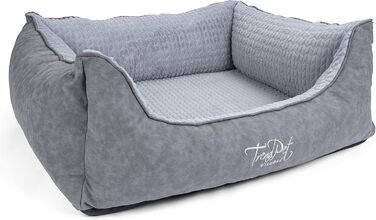 TrendPet VitaBed Style - ортопедичне ліжко для собак, штучна шкіра, плюшеве (100x90 см, сірий)