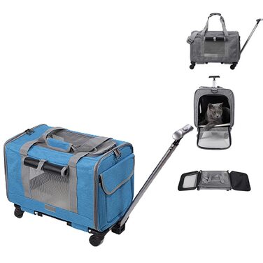 Складана переноска для собак та котів, 47x30x39 см, блакитна