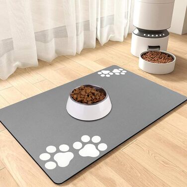 Нековзна підкладка під миску для собак та котів: чорна 40x60 см. Швидковисихаюча, легко миється. Підкладка для миски для тварин.