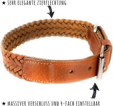 Обруч для собак Monkimau з натуральної шкіри, плетіння, регульований (55 - (30мм)), розмір M: 30мм x 55см