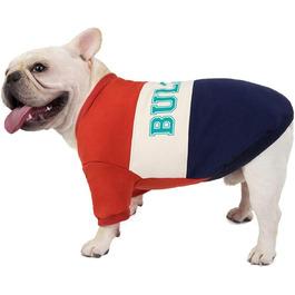 Світшот для Французького Бульдога: теплий костюм для маленьких собак та котів, Патчворк (XXL, Бордовий)